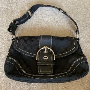 Coach shoulder purse - black with large buckle